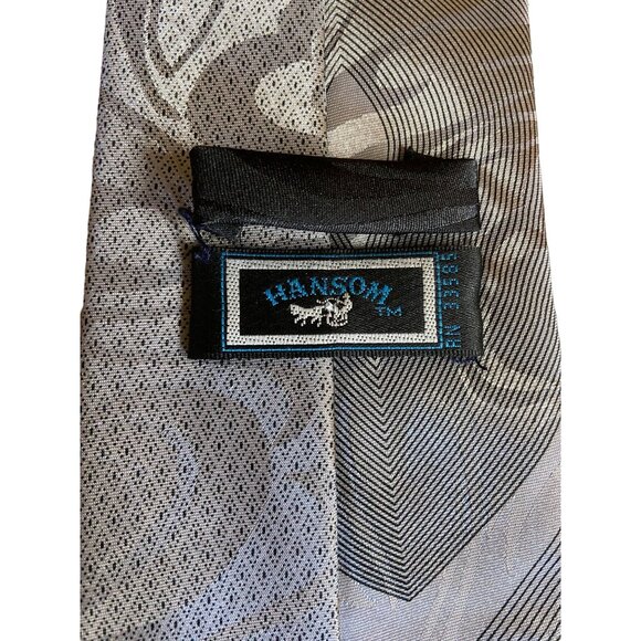 Vintage Hansom Mens Necktie Black White Swirl Pattern Abstract Dad Gift Corpcore - Picture 5 of 5